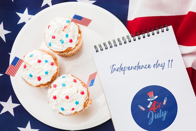 PSD delicious cupcakes for independence day