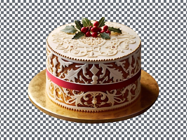 Delicious decorated christmas fondant cake isolated on transparent background