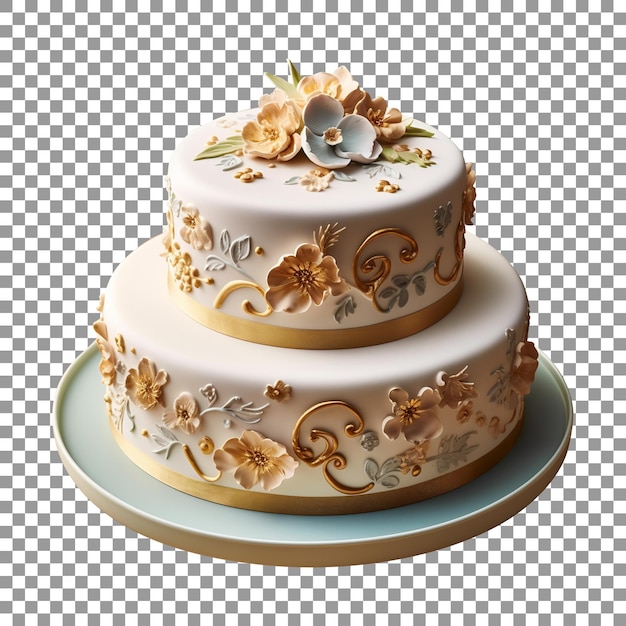 Delicious decorated fondant cake isolated on transparent background