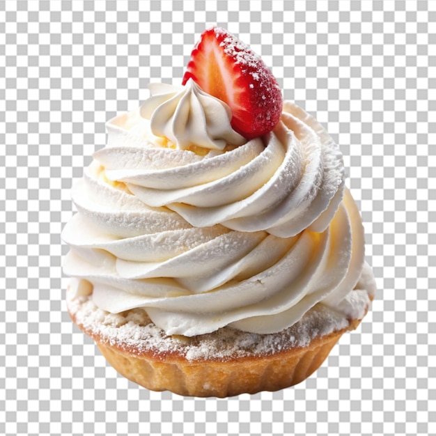 a delicious dessert made of whipped cream on transparent background