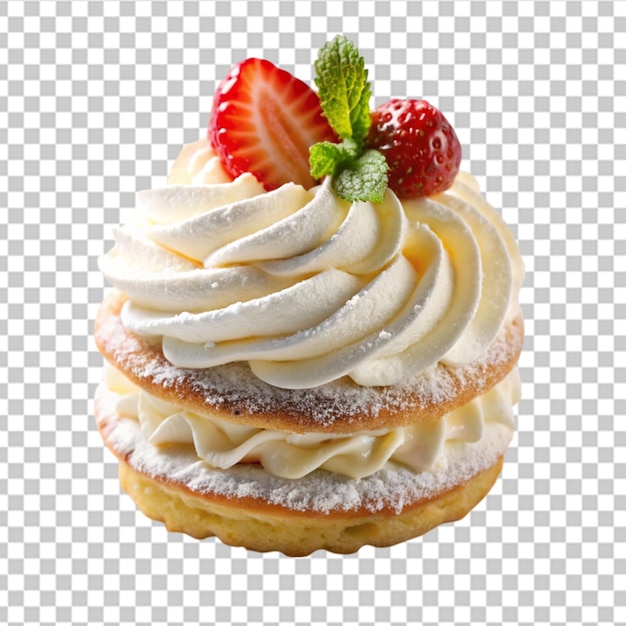 a delicious dessert made of whipped cream on transparent background