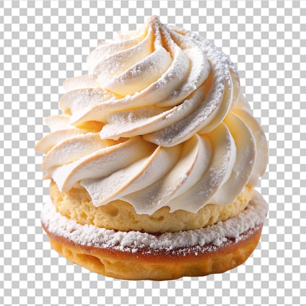 a delicious dessert made of whipped cream on transparent background