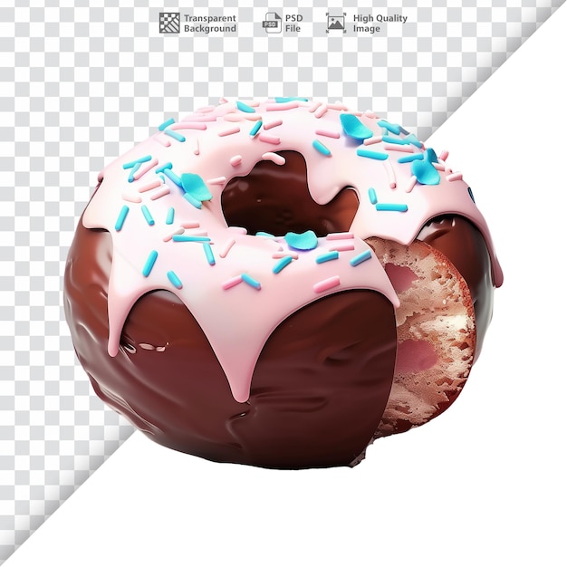 PSD delicious donut with pink icing and colorful sprinkles