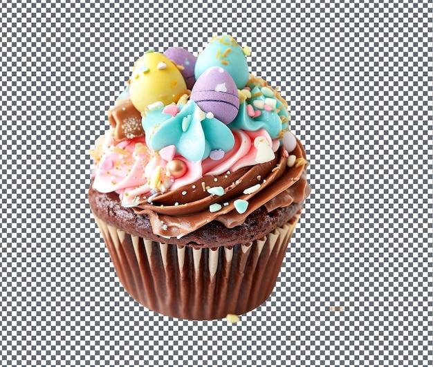 PSD delicious easter themed cupcake dessert buffet isolated on transparent background