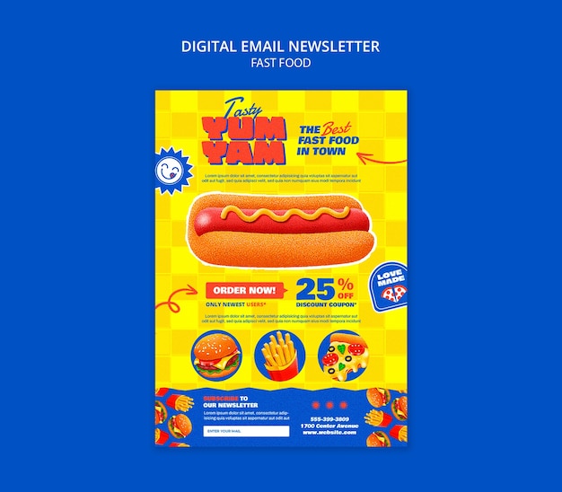 Delicious fast food digital newsletter template