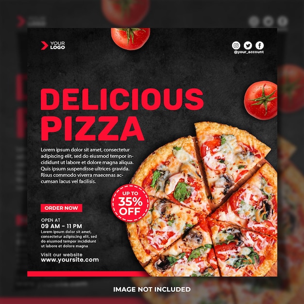 Delicious Fast Food Pizza Menu Instagram Post Template