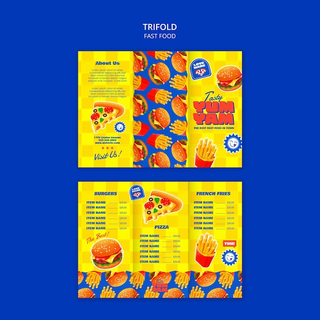 Delicious fast food trifold brochure template