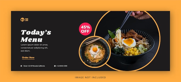 Delicious food facebook cover page and web banner design template premium psd Premium Psd