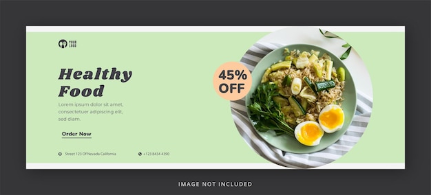 Delicious food facebook cover page and web banner design template premium psd Premium Psd