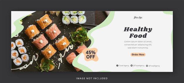 Delicious food facebook cover page and web banner design template premium psd Premium Psd