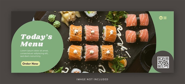 Delicious food facebook cover page and web banner design template premium psd Premium Psd