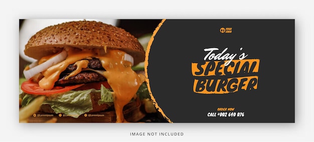 Delicious food facebook cover page and web banner design template premium psd Premium Psd