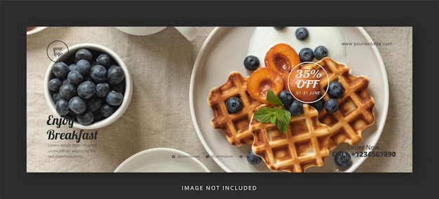 Delicious food facebook cover page and web banner design template premium psd Premium Psd