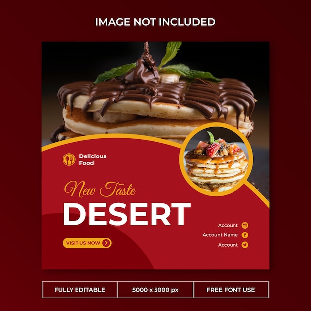 Delicious food instagram post social media template