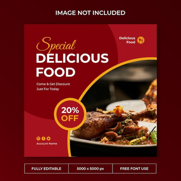 Delicious food instagram post social media template