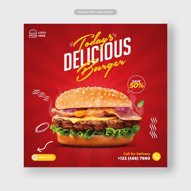 Delicious food menu promotion Instagram post banner template