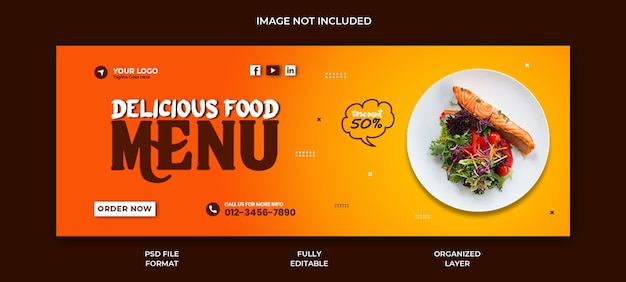 Delicious food menu and restaurant facebook cover post banner template design