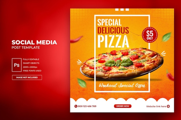 Delicious Food Menu or Restaurant Social Media Post Template