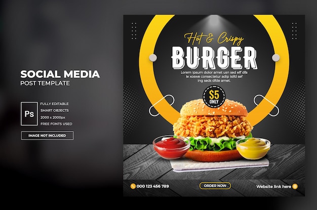 Delicious Food Menu or Restaurant Social Media Post Template