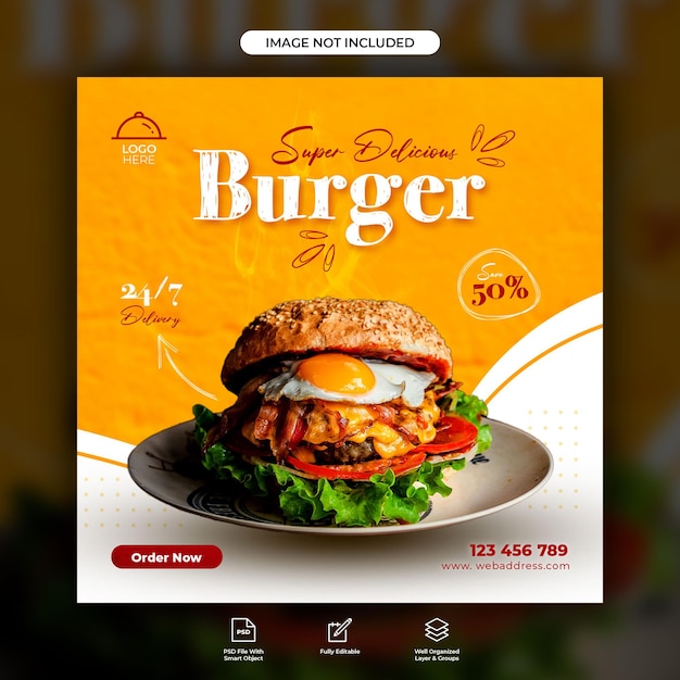 Delicious food menu social media banner template