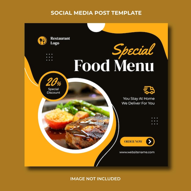 Delicious food menu social media instagram post editable template