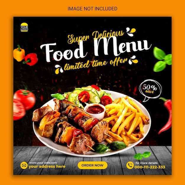 delicious food menu social media post design