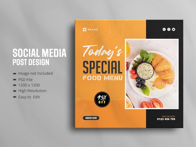 Delicious food menu social media promotion and instagram banner post design