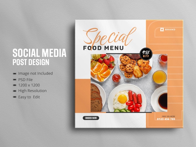 Delicious food menu social media promotion and instagram banner post design