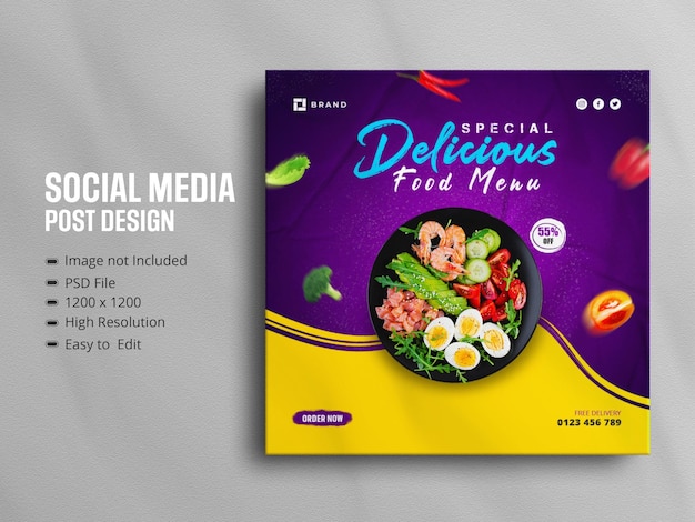 Delicious food menu social media promotion and instagram banner post design