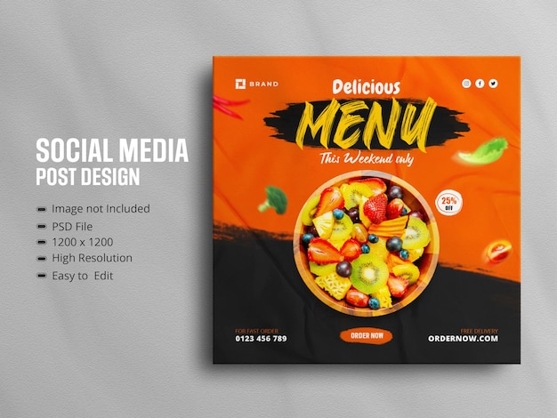 Delicious food menu social media promotion and instagram banner post design