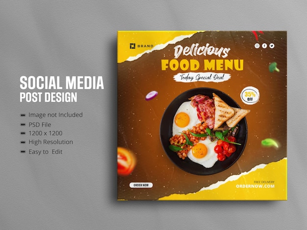 Delicious food menu social media promotion and instagram banner story