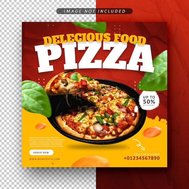 Delicious food pizza social media promotion post feed banner template