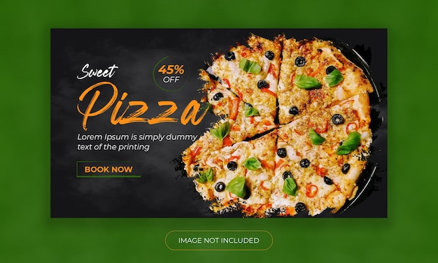 Delicious food pizza youtube thumbnail cover template pizza youtube web banner