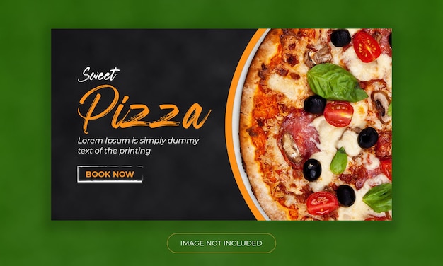 Delicious food pizza youtube thumbnail cover template pizza youtube web banner