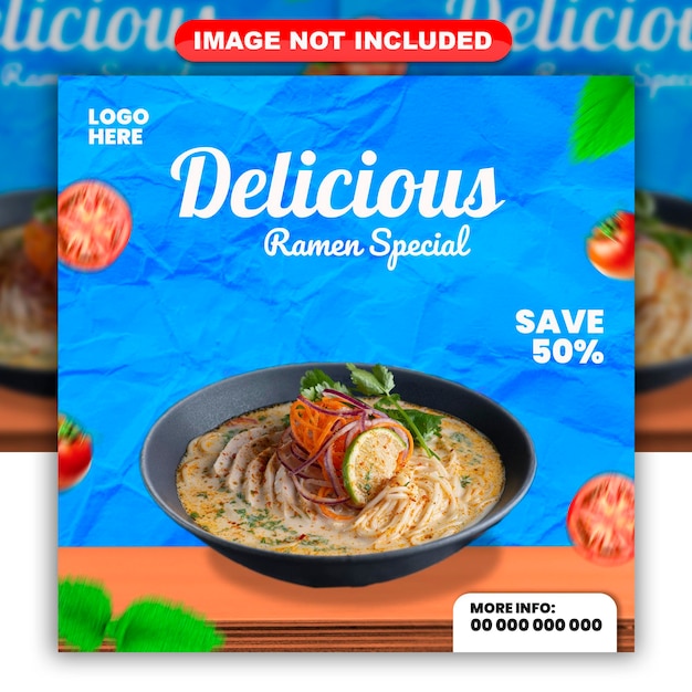 DELICIOUS FOOD RAMEN SPECIAL MENU SOCIAL MEDIA POST AND WEB BANNER