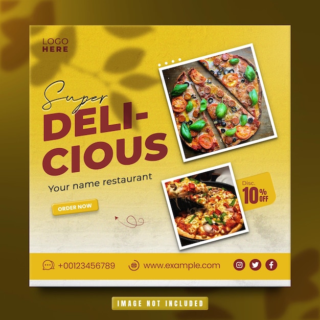 Delicious food restaurant social media post or flyer promotion template Premium Psd