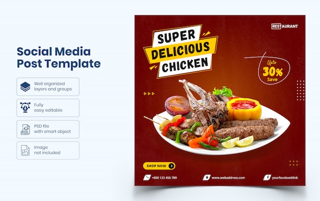 Delicious food sale social media banner template