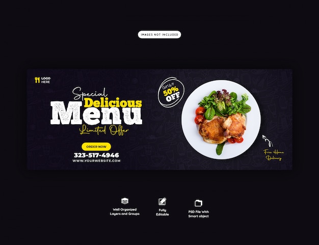 Delicious food sales menu facebook cover template