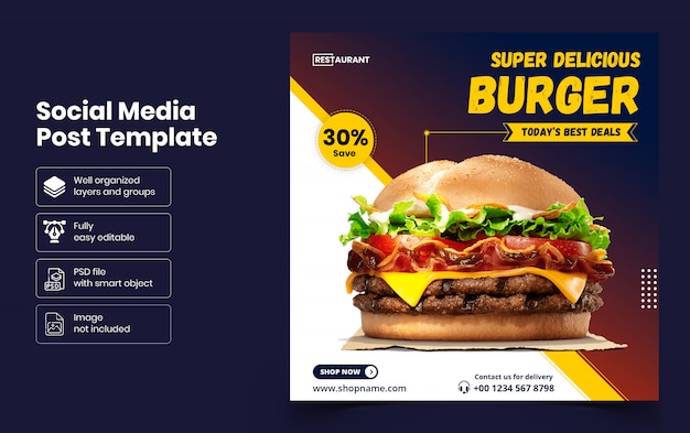 Delicious food social media banner template