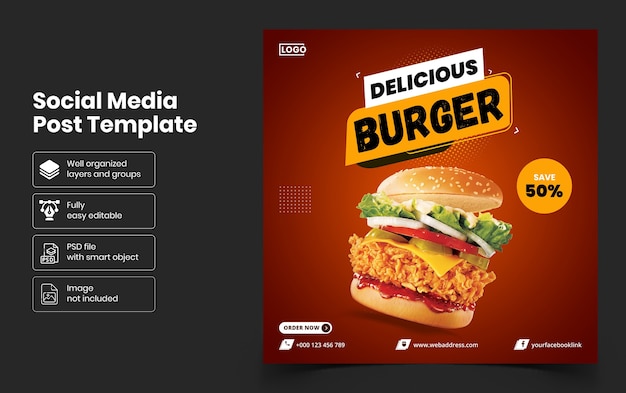 Delicious Food Social Media Banner Template