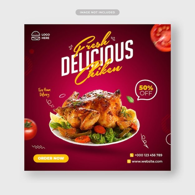 Delicious food social media post banner template 