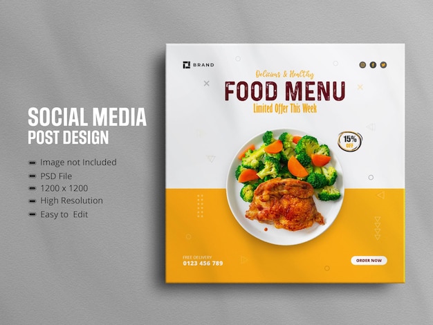 Delicious food social media promotion and instagram banner post design