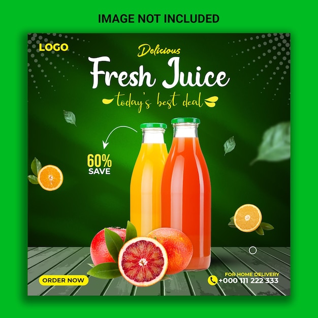 Delicious fresh juice social media post template design