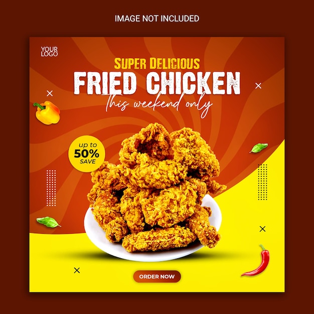 delicious fried chicken social media restaurant template.