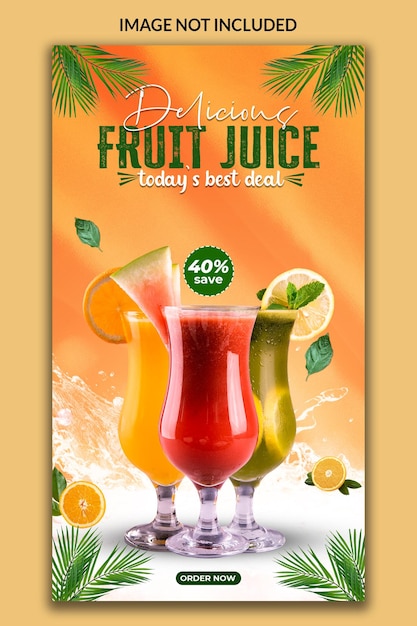 Delicious fruit juice social media instagram story template design