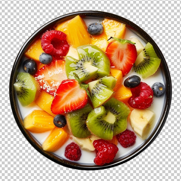 PSD delicious fruit salad spilling on the transparent background of mix fruits