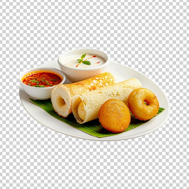 PSD delicious ghee roast dosa and idli on a transparent background