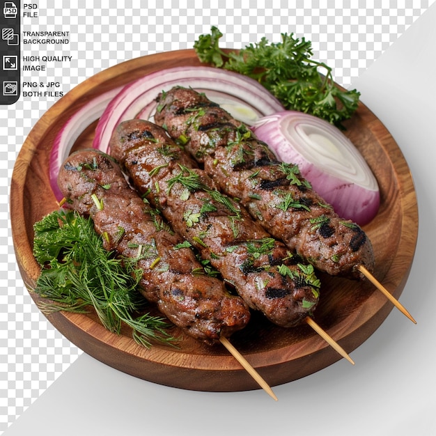 PSD delicious goat seekh kebab isolated on white background