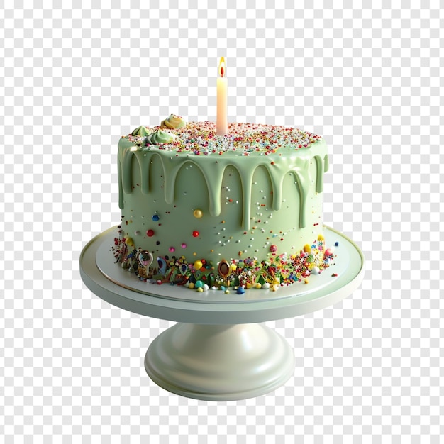 PSD a delicious green birthday cake with one candle