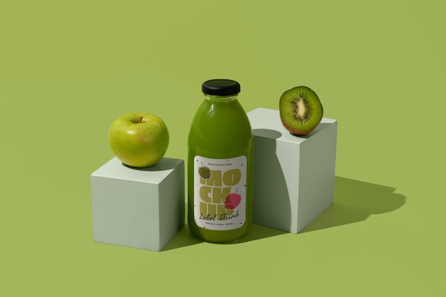 Delicious green drink bottle mockup